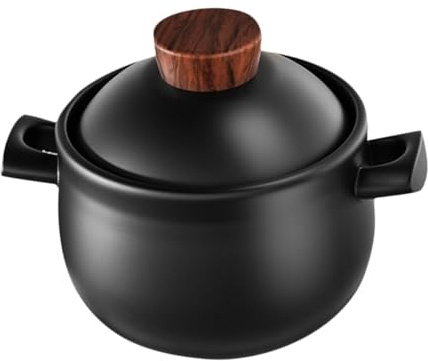 TOGEVAL Olla De Barro Para Guisos Resistente Al Gas Cacerola Familiar Para Estofados y Sopas Con Alta Capacidad y Superficie Antiadherente Fácil De Limpiar