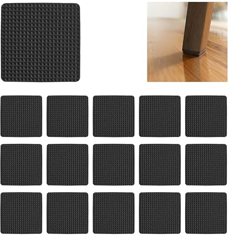 leruiyezs 16 Stück Anti Rutsch Pads 50mm Quadratisch, Antirutsch Aufkleber Für Möbel, Starke Antirutsch Pads Selbstklebend Aus Gummi, Sofa Stopper Für Sofa Tisch Bett Stuhl Auf Holz Laminat Fliesen