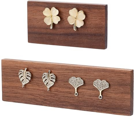 GOMAKERER 20 piezas joyas pendientes organizador de madera, 2 tamaños de soporte para joyas, juego de soporte pequeño y lindo para pendientes para la venta con un agujero cada uno por pieza