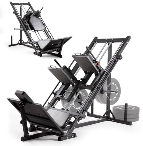 LIONSCOOL Upgraded 3-in-1 Leg Press Hack Squat Machine with Weight Storage, Professional Adjustable Iso-Lateral Trainer with Linear Bearing for Home Gym Lower Body Strength Training