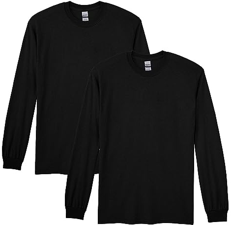 Gildan Adult DryBlend Long Sleeve T-Shirt, Style G8400, 2-Pack, Black, Medium