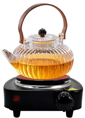 MXBAOHENG Portable Electric Stove 500W Coffee Heater Single Hot Plate Electric with Adjustable Temperature for Moka Pot Base Stainless Steel Pot Glass Pot