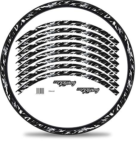 16-teiliges Set Felgenrandaufkleber Sticker für Fahrrad Felgen im Future Design Komplett Set für 27 29 für Rennrad Mountainbike MTB Laufrad RX026 (Weiß, Glanz)