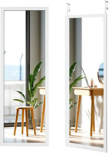 COSTWAY Specchio da Parete Lungo, Specchio sulla Porta o sul Muro, Specchio a Figura Intera per Camera da Letto Salone Spogliatoio,120 x 37 cm (Bianco)