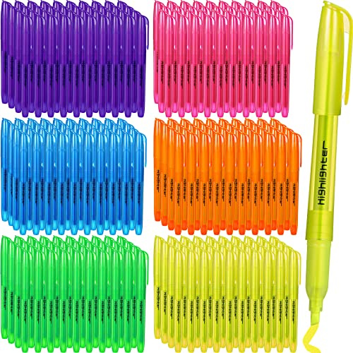 Thenshop 150 Pcs Highlighter Assorted Colors Bulk Fluorescent Highlighter Markers with Chisel Tip No Bleed Colorful Pens for Office Home Must Have Supplies Note Taking & Document Making Supplies