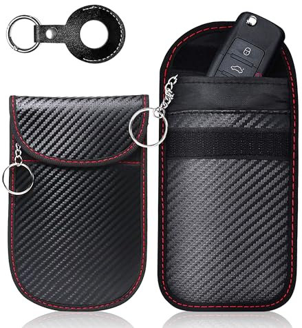 Faraday Pouch for Car Keys - 2 Pack Faraday Bag for Key Fob Protector Car Key Signal Blocker Pouch Keyless Entry Car Keys Case Anti-Theft Signal RFID Blocking for Car Security(2 Pack, Black)