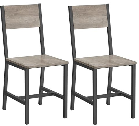 VASAGLE Esszimmerstühle, Küchenstühle, 2er Set, Metallrahmen, für Esszimmer, Wohnzimmer, Küche, Greige meliert-mattgrau LDC092G01
