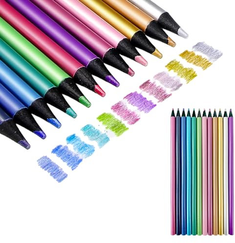 NYGGTYK Lápices de Colores de Metal - 12 Colores para Bricolaje, Graffiti Creativo y Pintura - Adecuados para Colorear y Pintar
