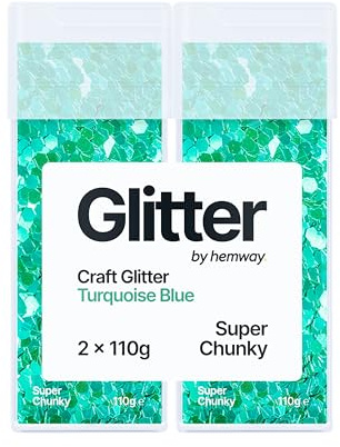 Hemway Craft Glitter Shaker Turquoise Blue 110g x2 Pack Super Chunky