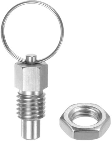 QUARKZMAN Pasador de Resorte con Anillo de Tracción 7/16˝-14 Longitud de Rosca de 0.51 Cabeza Plana de Acero Inoxidable Pasador de Índice Retráctil sin Bloqueo