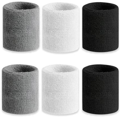 Schweißband, 6 Stück Sport Wristbands, Fitness Arm Schweißband, Saugfähige Handgelenk Schweißbänder, Sport Schweißband Armband, Elastische Athletische Wristbands, für Basketball, Tennis, Laufen