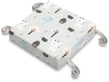 SENSILLO Sitzerhöhung Stuhl Kind - Stuhlkissen mit Bindebändern für Kinder - mit 8 cm Schaumstoff - Baumwolle Bezug Abnehmbar und Waschbar - Sitzkissen 32 cm x 32 cm x 8 cm - mit Motiv Hirsche