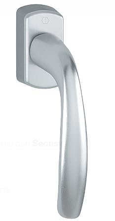 maniglia per finestra balcone Martellina DK HOPPE in alluminio con Secustik® e VarioFit® (F1 alluminio aspetto argento)
