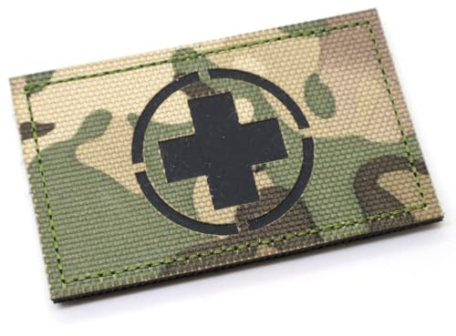 Multicam Camo IRR Medic Med Patch Hook och Loop 8 x 5 cm Första hjälpen armé Airsoft emblem EMS EMT MTP