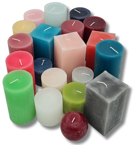 10 Kg Stumpenkerzen Kerzen in verschiedenen Farben und Größen bunte Rustik Stumpenkerze 2. Wahl Kerzen Set bunt gemischt
