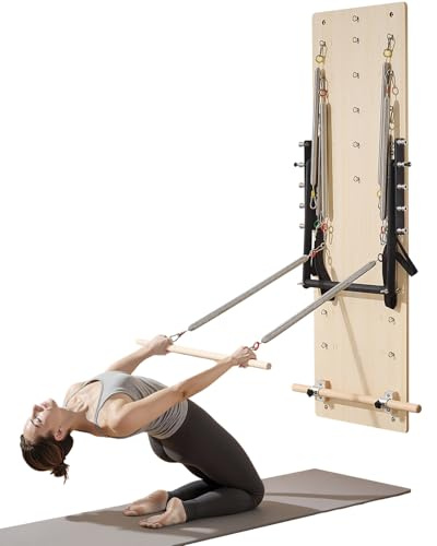 VEVOR Macchina per Riformatore per Pilates da Parete, Trampolino in Legno d'Acero, Attrezzatura con Molle di Resistenza, Adatto per Flessibilità Equilibrio, Allenamento in Palestra a Casa