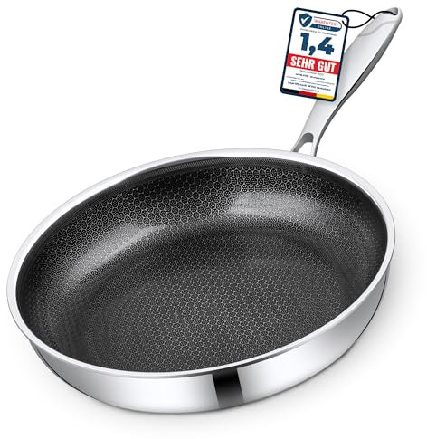 Morleos Keramikpfanne 28cm | Kratzfeste Wabenpfanne PFAS & PTFE Frei| 5-Schicht - 3mm -1,35 kg | Premium Bratpfanne für Induktion | Antihaft, Backofenfest & Spülmaschinenfest