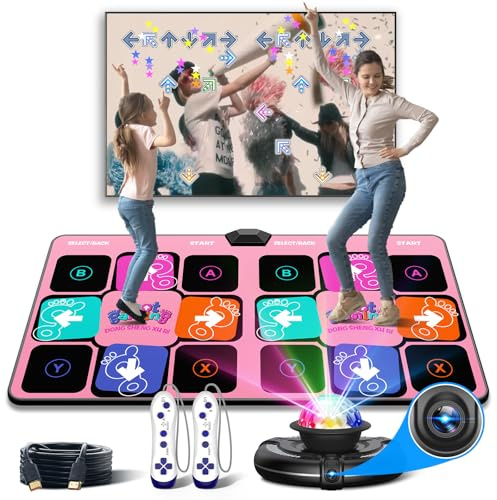 FWFX Dance Mat for TV, Wireless Musical Electronic Dance Mats with HD Camera, Double User Non Slip Dancing Mat Games for Kids and Adults, Birthday Gifts for Girls Boys