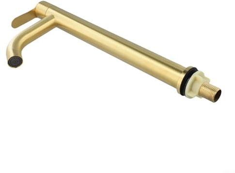 Brushed Gold Stainless Steel Bathroom Sink Faucet Single Cold Tap, Designed For Installation(L)
