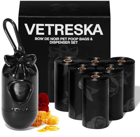 VETRESKA Dog Poo Bags with Dispenser, Leak Proof Scented Poop Bags