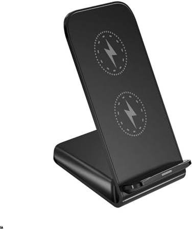 Vertikal trådlös laddare 15 W snabb spole skrivbord telefonstativ horisontellt och typ-c med Qi-teknik smarta skydd laddningsindikator