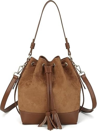 Gladdon Beuteltasche aus Wildleder und PU-Leder für Damen, eine Umhängetasche mit Quasten, eine kleine Henkeltasche und eine Handtasche mit mehreren Fächern