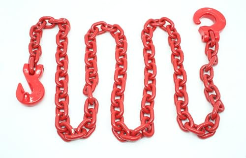 Joma-Tech | Forstkette rund | Gliedstärke: 10mm | Länge: 3 m | mit Schling- u. Parallelhaken | Rückekette für Forstarbeiten & Holzrückung | Rot