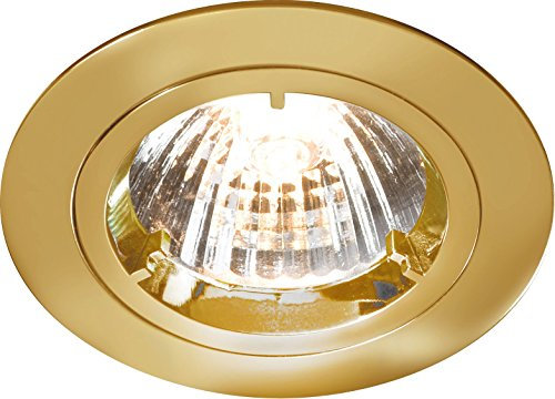 Knightsbridge IP20 230V/12V GU10/MR16 Recessed Fixed Twist and Lock Aluminium Downlight, Brass