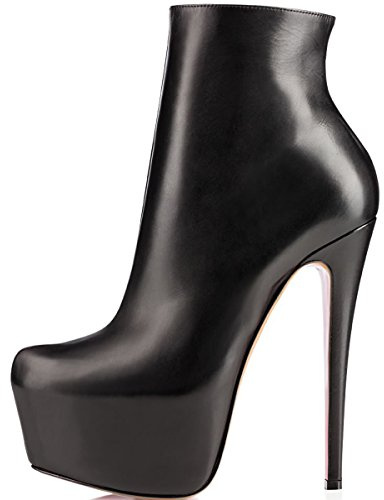 elashe- Stivaletti Donna con Tacco - 15CM Scarpe col Tacco con Plateau - Classiche Stivaletti Donna Inverno Nero EU45