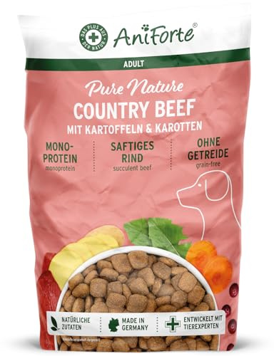 AniForte Natürliches Hunde Trockenfutter CountryBeef 14kg - Saftiges Rindfleisch mit Kartoffeln, Hundefutter getreidefrei & glutenfrei, Ohne künstliche Vitamine