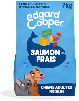 Edgard & Cooper Croquettes Chien Pour Chiens Adultes Medium (7kg), Saumon Frais, Teneur En Fibres Equilibrée Pour Ventres Heureux, Recette Hypoallergénique, Jamais De Farine Animale