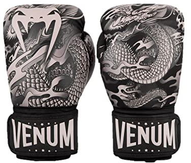 Venum Dragon'S Flight - Guantes de Boxeo (350 g), Color Negro y Beige