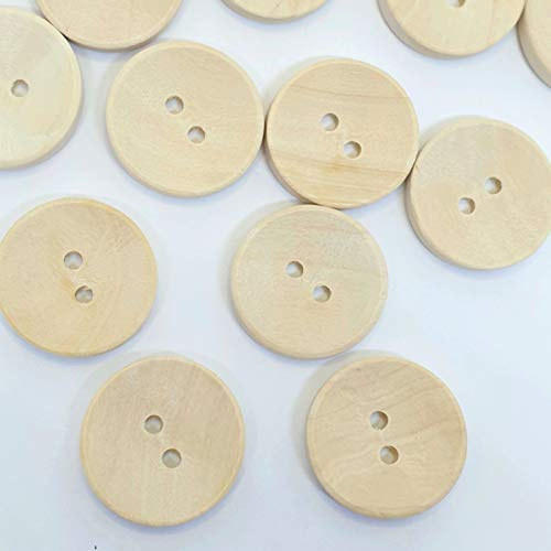 MajorCrafts® 60pcs 15mm Light Brown Natural Plain 2 Holes Round Wood Sewing Buttons - Needlework Arts and Crafts Embellishments