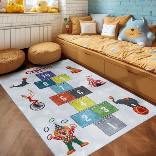 SIMPEX KinderTeppich, Himmel und Hölle, Teppich Grau, 80 x 120 cm, Teppich für Kinder, Teppich Kinderzimmer