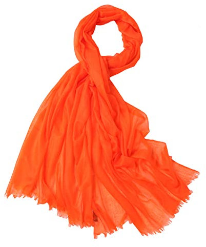 YUONNY Damen Kaschmir Schal Frauen Schals Wrap Lange Große Weiche Stola, Hochzeit Schal Halstuch, 200 High Count Leichte Warme Reise Schal Sonnenschutz Stola Schal, Geschenke für Damen Mädchen Orange