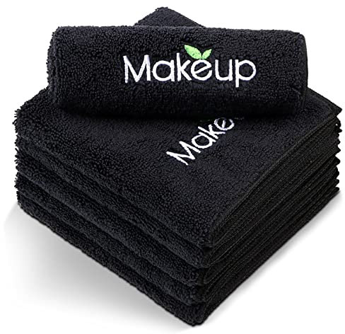 Orighty Make-up-Entfernungstücher - Ultraweiche, schnell trocknende Mikrofasertücher für das Gesicht, saugfähige Tücher für die Reinigung und Fingerspitzen zum Abschminken, 33 x 33 cm, 6 Stück Schwarz