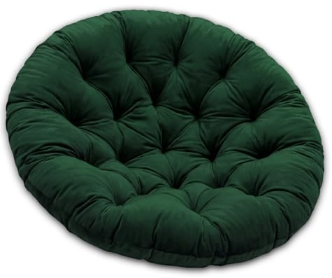 Superkissen24. Hanging Chair Pillow - Round Swing Cushion - Decorative Soft Seat for Outdoor - Fluffy Green