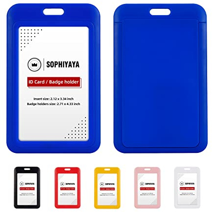 2 Pack Sliding ID Badge Holder Heavy Duty Hard Plastic Card Sleeve Secures Work ID, Key Card, Credit Cards for Office, Factory, Hospital & School (Blue)