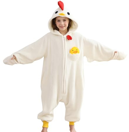 ATOZ Unisex Children Animal Chicken Onesie, Halloween Costume Pajamas Christmas Cosplay Sleepwear For Boys Girls 10-11Y