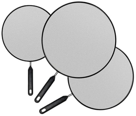 Protection anti-éclaboussures en acier inoxydable, 3 pièces Couvercle anti-éclaboussures de graisse avec poignée Grille anti-éclaboussures pour poêle à frire de graisse pour la cuisson de la friture