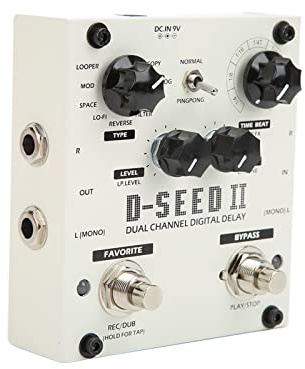 Pedales de Retardo para Guitarra Eléctrica, Pedal de Efectos de Guitarra 2 Canales 8 Modos Delay Digital Stereo Looper Pedal de Retardo de Guitarra Efecto de Pedal Múltiple para
