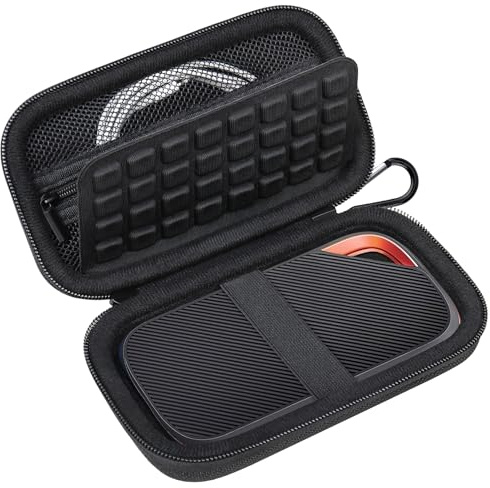 Lacdo Custodia Hard Disk Esterno per SanDisk Extreme Pro with USB4 Portable SSD 2TB 4TB USB-C External Solid State Drive EVA Borsa da Viaggio Protettiva Shockproof, Nero