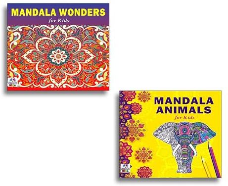 High Quality Premium Paper Mandala Amazing Wonders + Wild Animals Art Designs Pattern Colouring Books For Kids | Jungle Animal Designs | Fun Mandala Activities | Creative Art For Kids | Wildlife Art