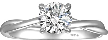 YL Infinito Anello di Moissanite VVS1 D Colore Classico da 0,8 Carato Solitaria Rotonda Anello di Fidanzamento in Argento 925 Gioielli Regalo per Donna（Taglia 12）