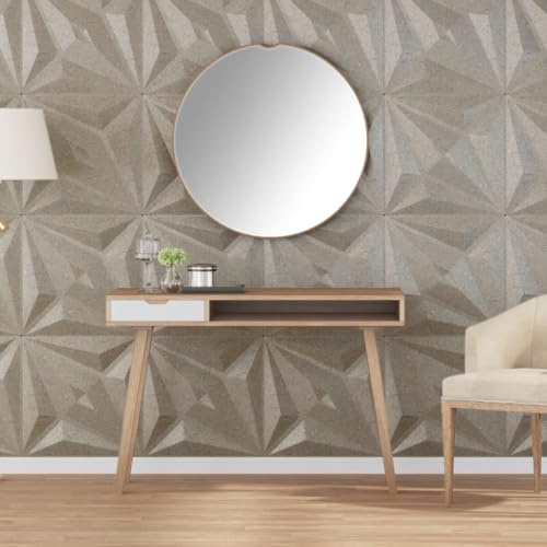 Lot de 48 panneaux muraux - Revêtement de plafond - Béton - 50 x 50 cm - XPS 12 m² - Étoile - Panneau mural pour cuisine, salle de bain, balcon, chambre à coucher, salon