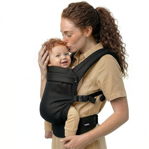 Boba Auri Portabebés Algodón Recién Nacido, 3-20 kg, Negro | Tejido Suave y Transpirable, Asiento Ergonómico en Posición M, 3 posiciones: frontal hacia ti, hacia fuera y espalda.