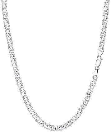 PROSILVER Panzerkette 925 Sterlingsilber 5mm breit Damen Herren Halskette Gliederkette 46cm/18 Kettelänge Minimalist Schmuck Accessoire für Männer Jungen