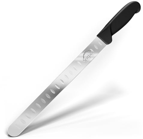 SPITJACK BBQ Smoked Brisket Knife for Meat Carving and Slicing - SS, Granton Edge, 11 Inch Blade