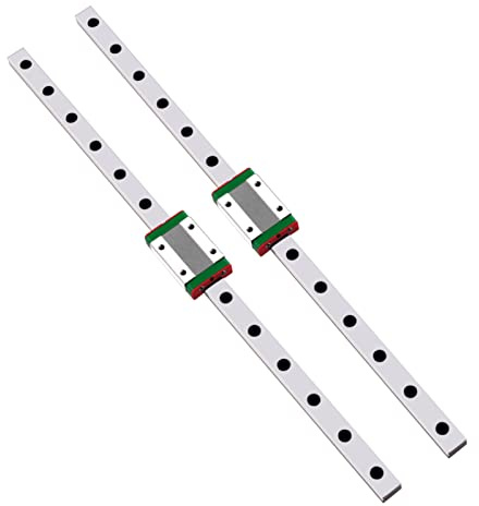 GooEquip Lot de 2 mini guides de rail linéaires MGN12H - 300 mm - Avec bloc de chariot MGN12H - Pour imprimante 3D DIY et machine CNC XYZ (300 mm, rail + MGN12H)