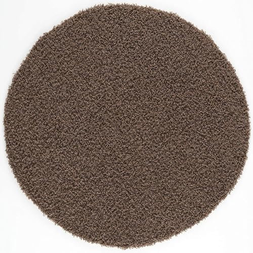 Muratap Teppich Wohnzimmer Modern - Loca Shaggy - Hochflor Teppich Weich und Warm Schmutzabweisend und Pflegeleicht Wohnzimmerteppich - Große: 150 cm - Rund - Farbe: Braun